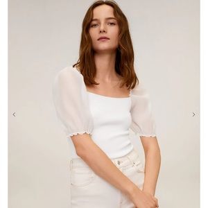 Mango Puffed Sleeves Knit Top